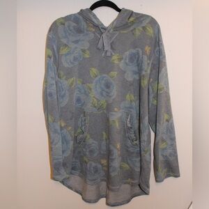 Philosophy Gray/Floral Hoodie Women’s Size 2X Ruffle Detailing